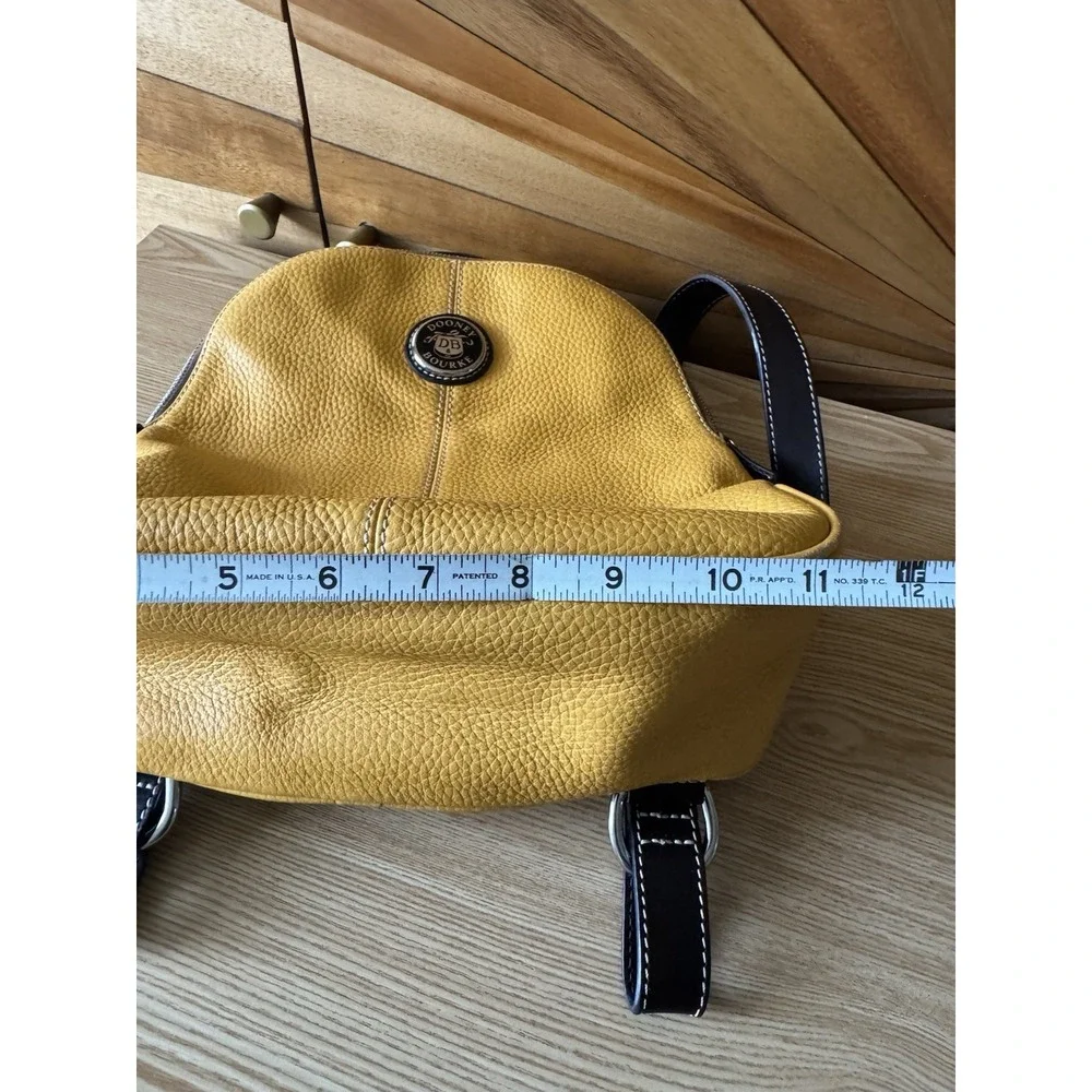 Dooney‎ & Bourke Yellow Mustard Backpack With Brown Leather Handle and Straps